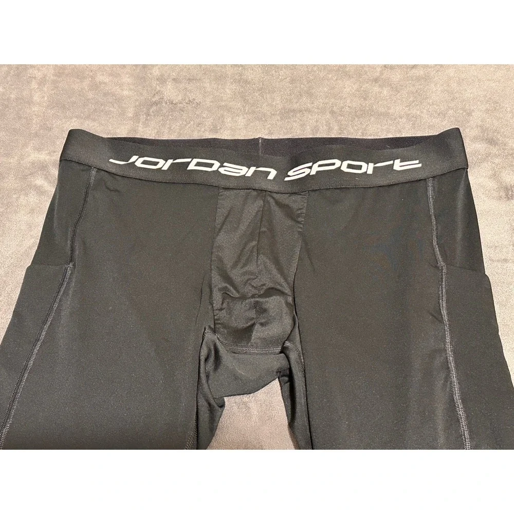 Jordan Sport Dri-FIT Mens 3/4 Compression Tights Black XL Leggings Pockets